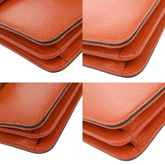 GUCCI Logo Interlocking G Chain Mini Shoulder Bag Leather Orange GHW - Picture 16 of 16